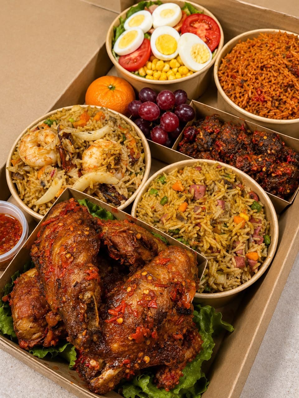 The Ada’s Relish Deluxe Meal Box, thoughtfully plated